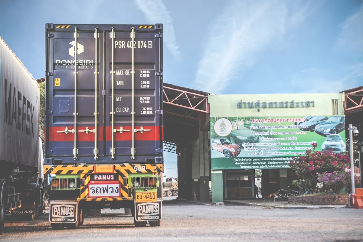Pongsiri container truck at a border checkpoint