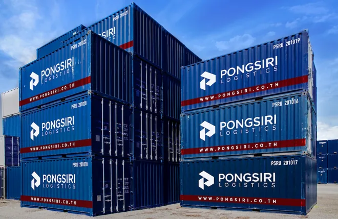 Stacked Pongsiri twenty-foot shipping containers