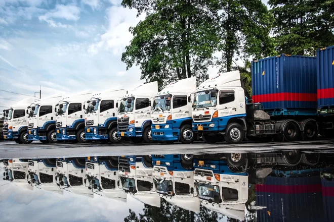 Pongsiri fleet lined up in the transport yard
