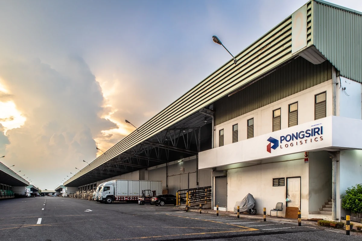 Pongsiri warehouse exterior at sunset